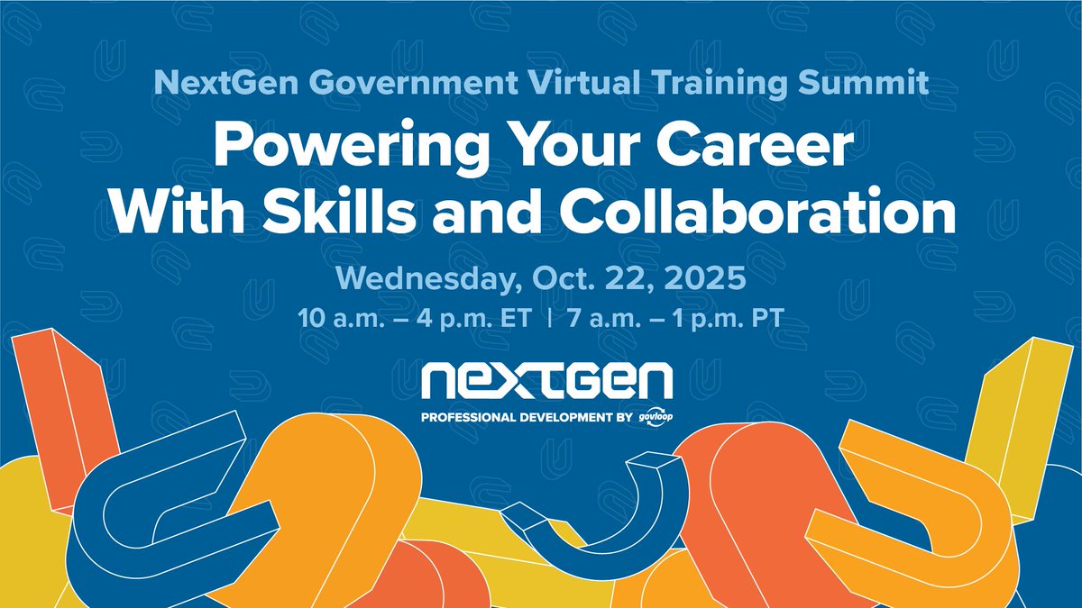 codeforamerica's tweet image. Join GovLoop on Wed., Oct. 22, for the NextGen Government Training Virtual Summit! Join 2,000+ peers for keynotes and sessions—from AI prompt engineering to imposter syndrome to reigniting your passion for public service. Register today!
nextgengovt.com/agenda-oct-22-…