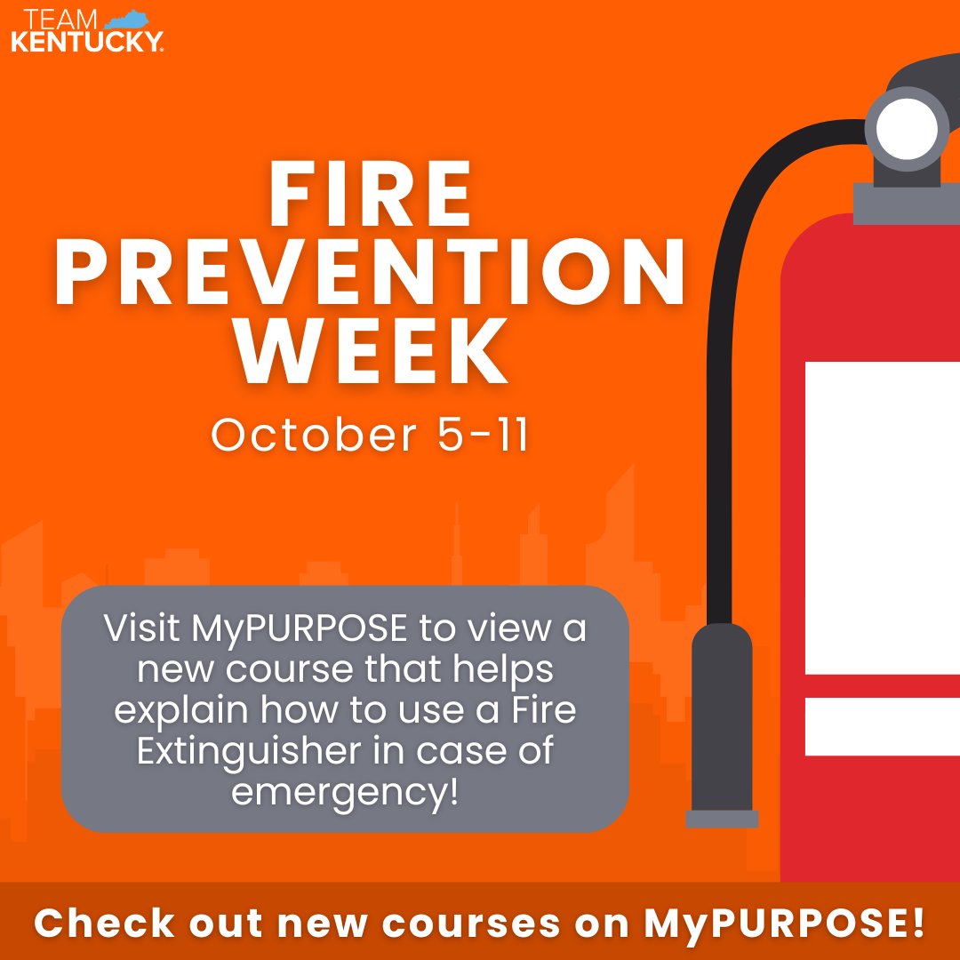 #FirePreventionWeek is Oct. 5-11! Preparation is key when it comes to fire emergencies. If you’d like to stay prepared, we encourage employees to take the course “Using Fire Extinguishers” in MyPURPOSE. You can also learn more about Fire Prevention Week at nfpa.org