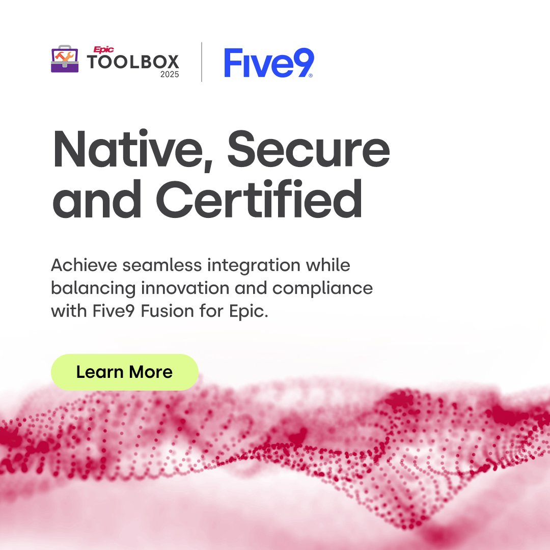 Five9's tweet image. Five9 Fusion for Epic empowers agents with instant access to patient records, click-to-dial functionality, and auto-call summaries, making every interaction smoother.

✅ Fewer clicks, more efficiency
✅ Seamless omnichannel #PX
✅ AI-driven care at scale
✅ Less IT complexity