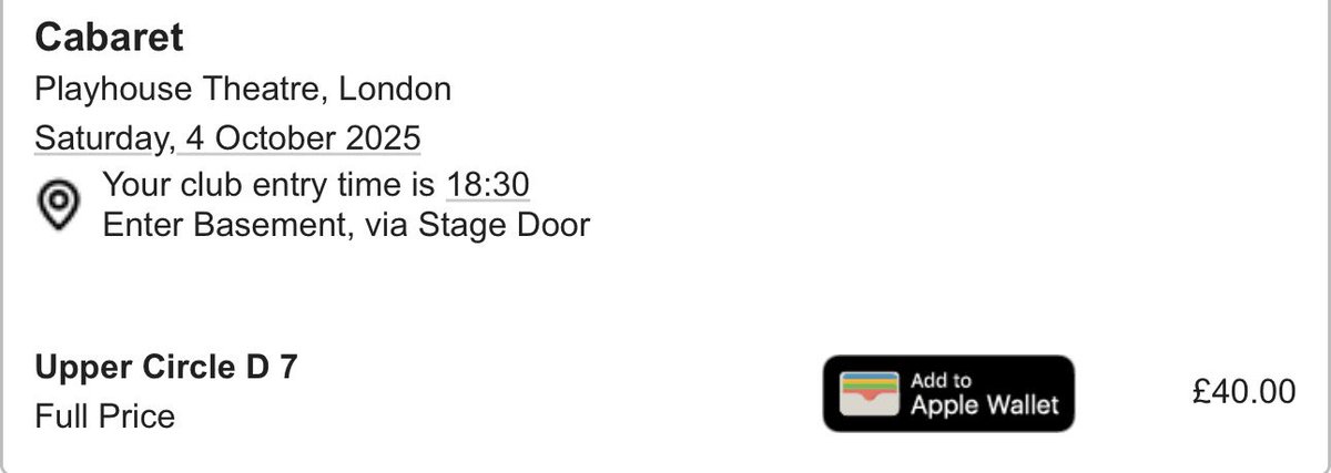 izzyhx's tweet photo. Selling one ticket for Cabaret tomorrow evening (4th Oct). Brought for £40 but happy to sell for less! https://t.co/vKTRT3VdOR
