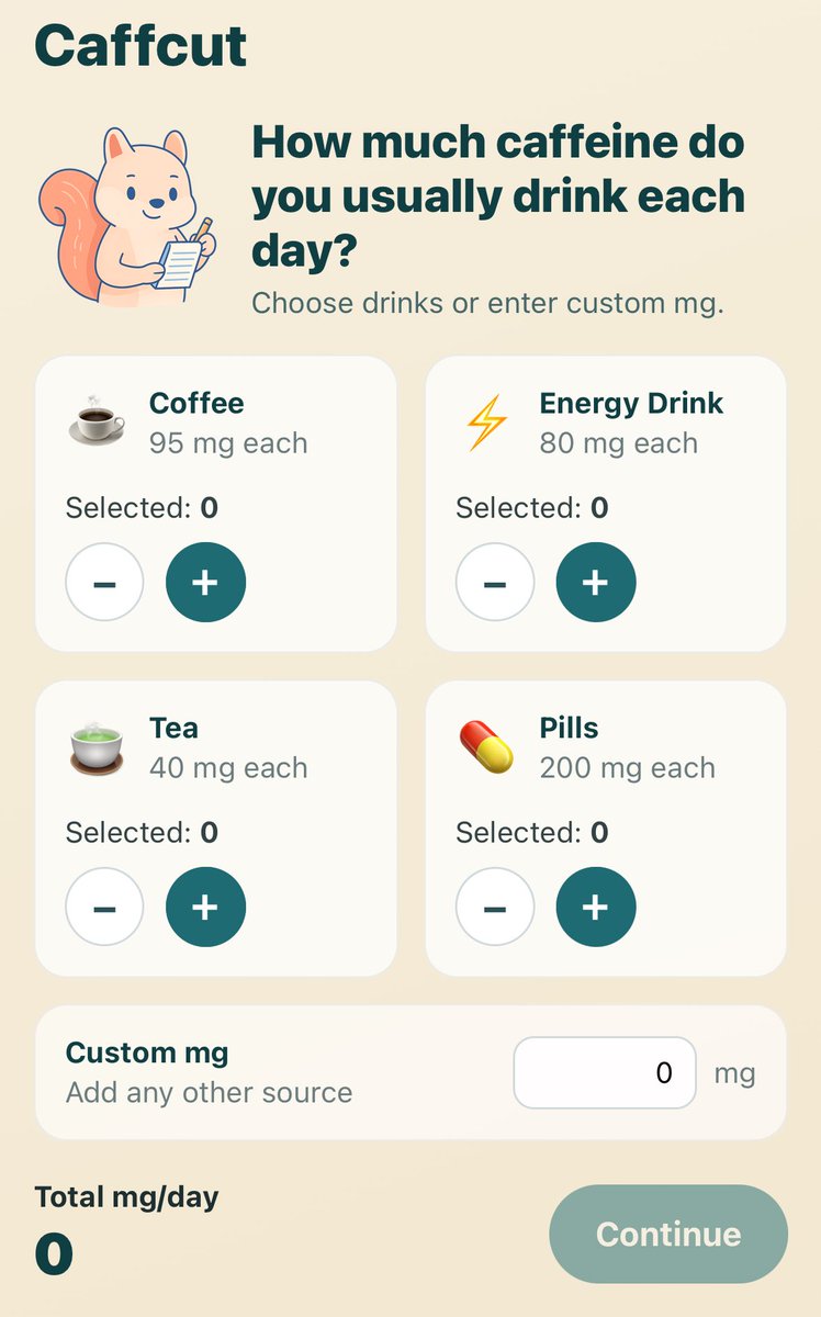 SamuelLMiller's tweet photo. Day 1 of building an app to help you cut your caffeine intake, went with the mascot approach.

How’s it looking? Is it cute enough? https://t.co/n3jB2bTNgd