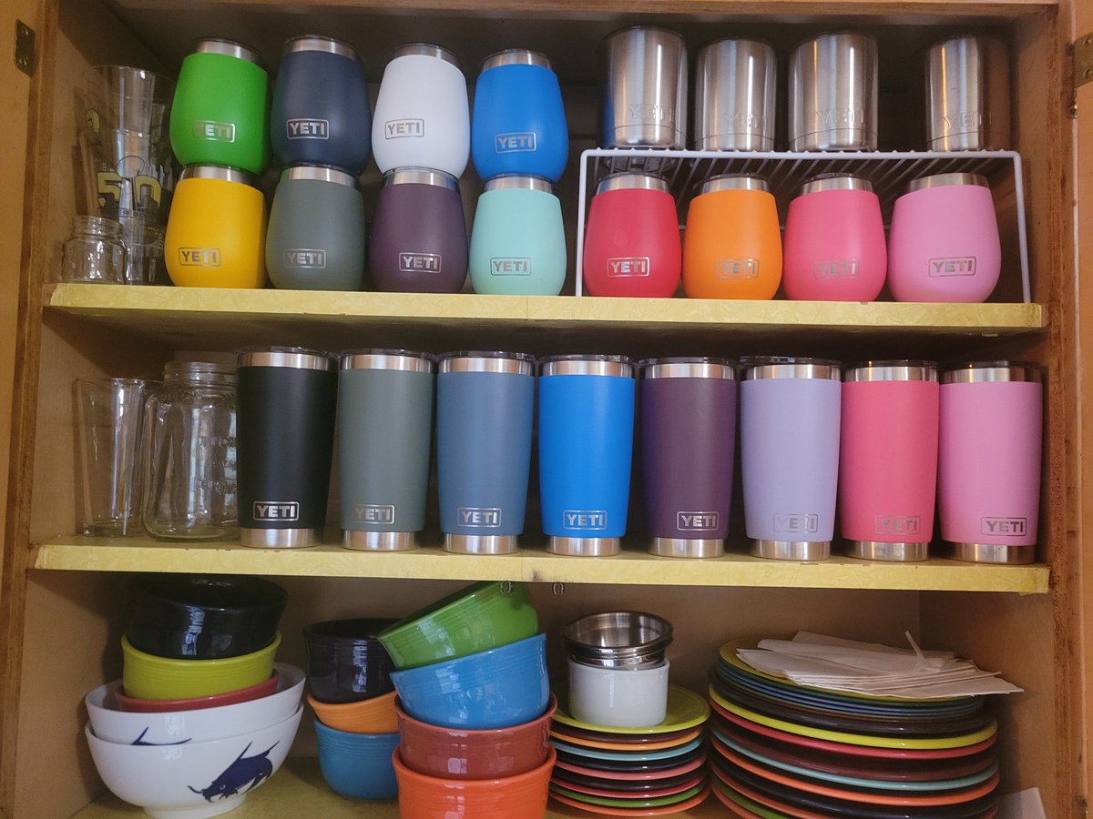 Onemoretri's tweet photo. @YETICoolers As a home filled with Yeti, the image is just 75% of the ones we have, please make a traveler coffee mug that is 20oz so we can get rid of the 12 other coffee traveler mugs we currently have.  Thank you from California! https://t.co/Oe3RTrSa5z