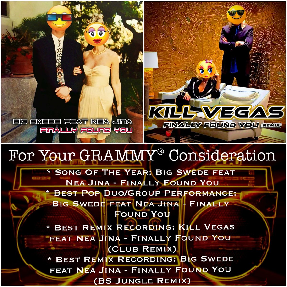 I’m proud to announce that I have 4 entry placements in the 2026 GRAMMY Awards.
#bigswede #neajina #grammyawards #grammys #therecordingacademy #finallyfoundyou #remix #killvegas #teddyrotten 
#lasvegas #producer #songwriter #recordlabel #bigsvenmusic #bigswedestudios