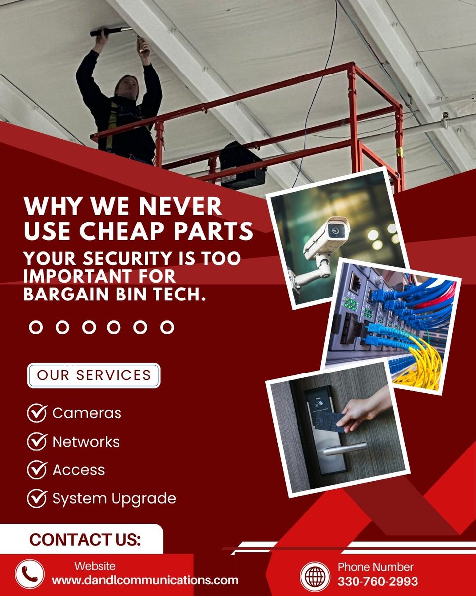 DL_Comm's tweet image. Your security is too important for bargain bin tech.
 D&amp;amp;L uses only vetted, pro-grade parts for:
 📷 Cameras
 📞 Networks
 🔐 Access
 Because cutting corners cuts protection.

Book Now
zurl.co/Nqj6N 
 
 #DLQuality #ProPartsOnly #ReliableTech
