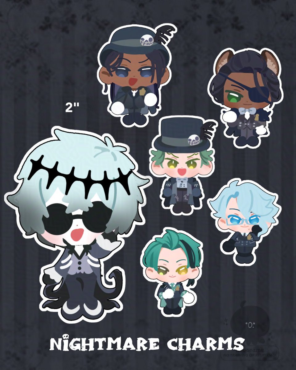 kobanzme's tweet photo. Nightmare suit charms! #TWST 

2", double-sided clear acrylic. 

🔗 below. https://t.co/bxatN9v2Wz