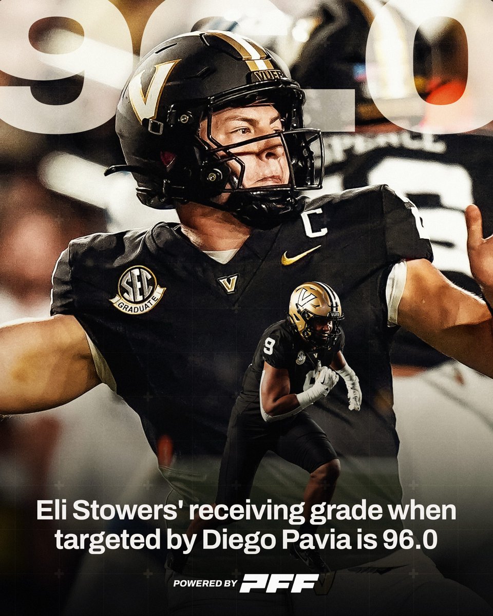 PFF_College's tweet image. Diego Pavia to Eli Stowers. Hard to name a better duo⚓️

@VandyFootball