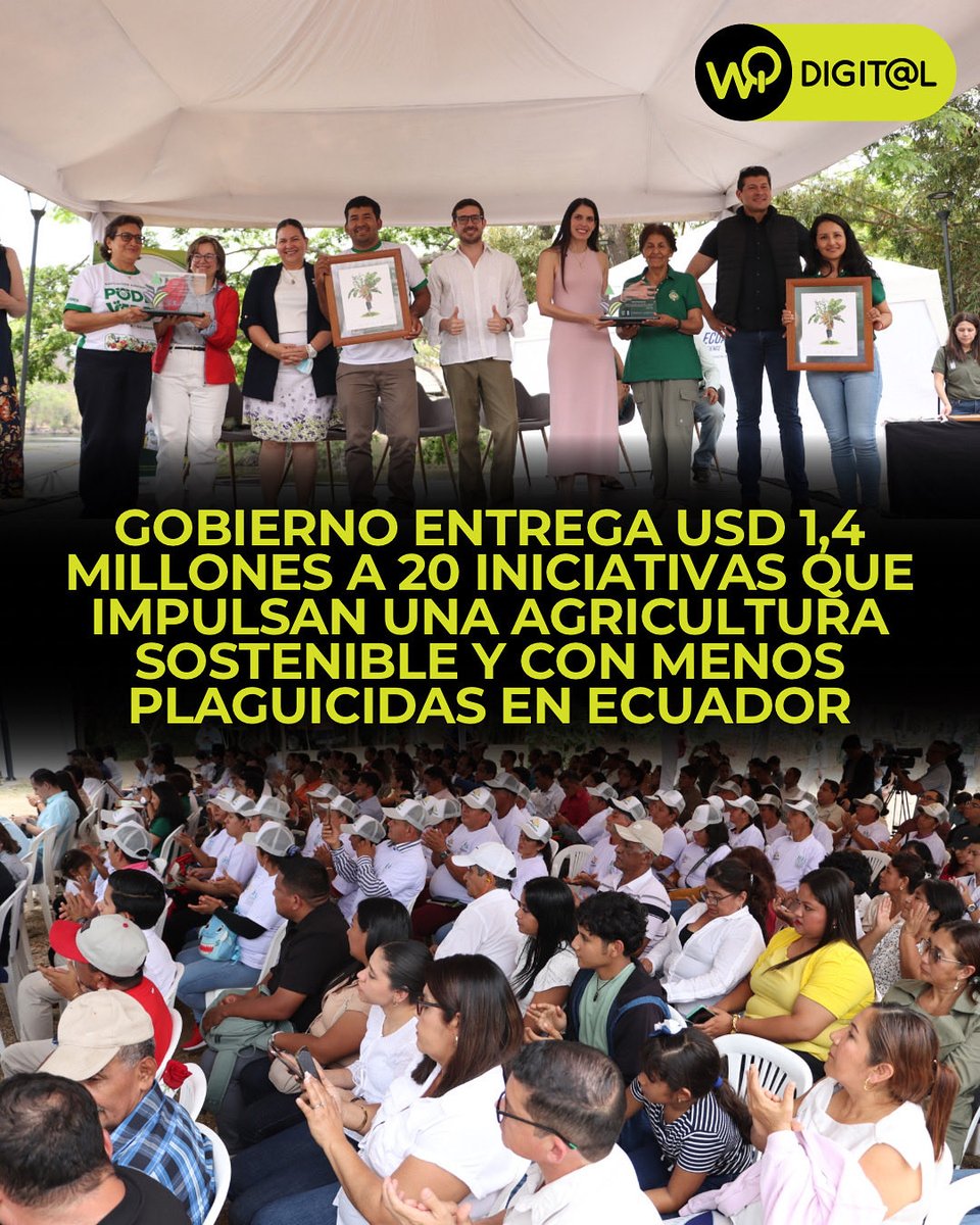🌱 El Gobierno Nacional entrega USD 1,4 millones a 20 iniciativas que impulsan una agricultura sostenible y con menos plaguicidas en Ecuador 🇪🇨

El Gobierno Nacional, a través del Ministerio de Ambiente y Energía (MAE) y el Ministerio de Agricultura, Ganadería y Pesca (MAGP),