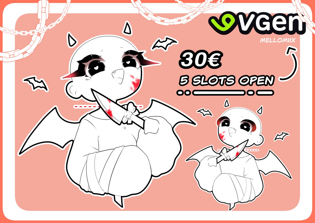 New 🎃HALLOWEEN YCH🎃 on my Vgen right now for 30€
☆ 5 slots are open

#VGenOpen 🦇