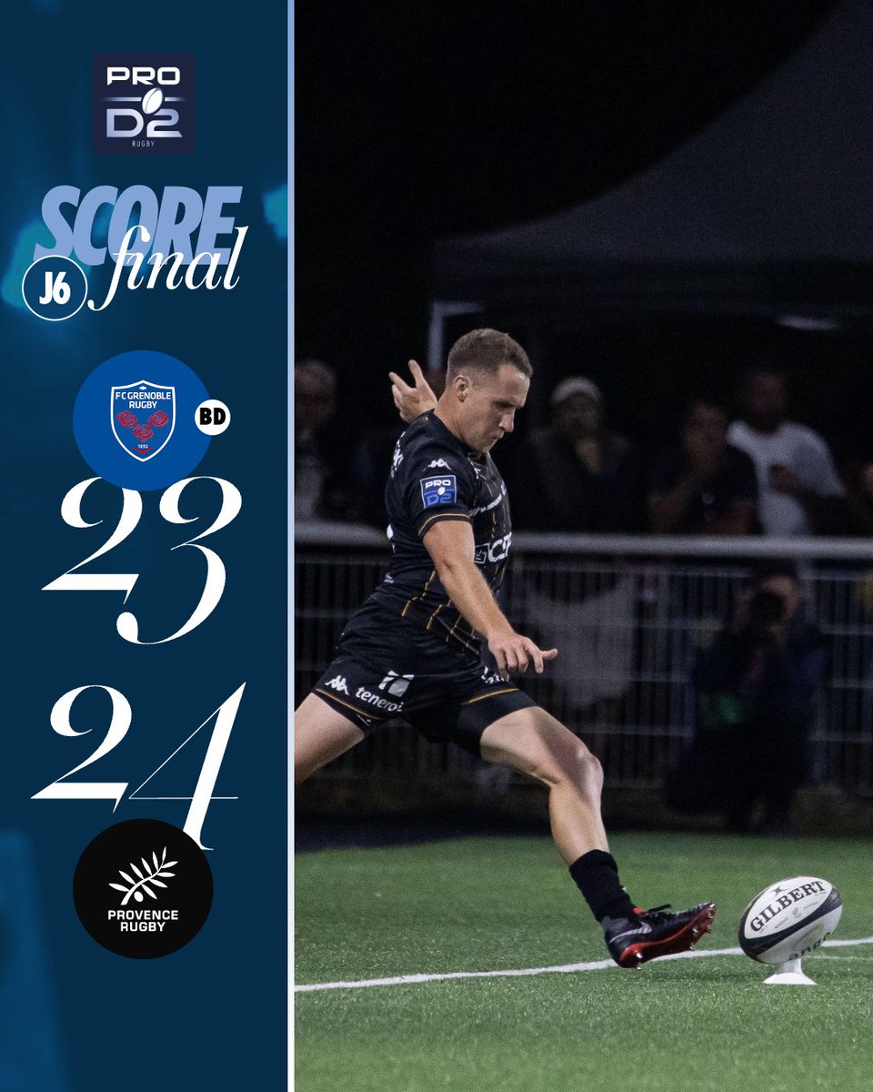rugbyprod2's tweet photo. C'est l'exploit de cette journée 😯
@ProvenceRugby fait chuter Grenoble sur sa pelouse en clôture de cette J6 ! 🫒 #FCGPRO #PROD2 https://t.co/HQ6PhGm25R
