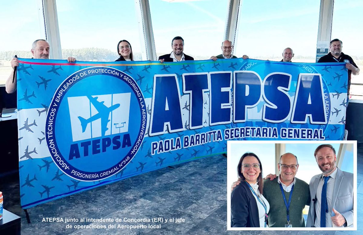 #SEGURIDADAEREA #ATEPSA liderada por Paola BARRITTA dio su apoyo "al justo reclamo salarial de los Trabajadores de ANAC". Por otra parte, participó de la reapertura histórica del Aeropuerto de CONCORDIA (E.R.) 
<a href="/ATEPSA_Nacional/">ATEPSA</a> <a href="/PaoBarritta/">Paola Barritta</a> <a href="/JPSchinello/">Juan Pablo Schinello</a> 
facebook.com/share/p/16PAci…