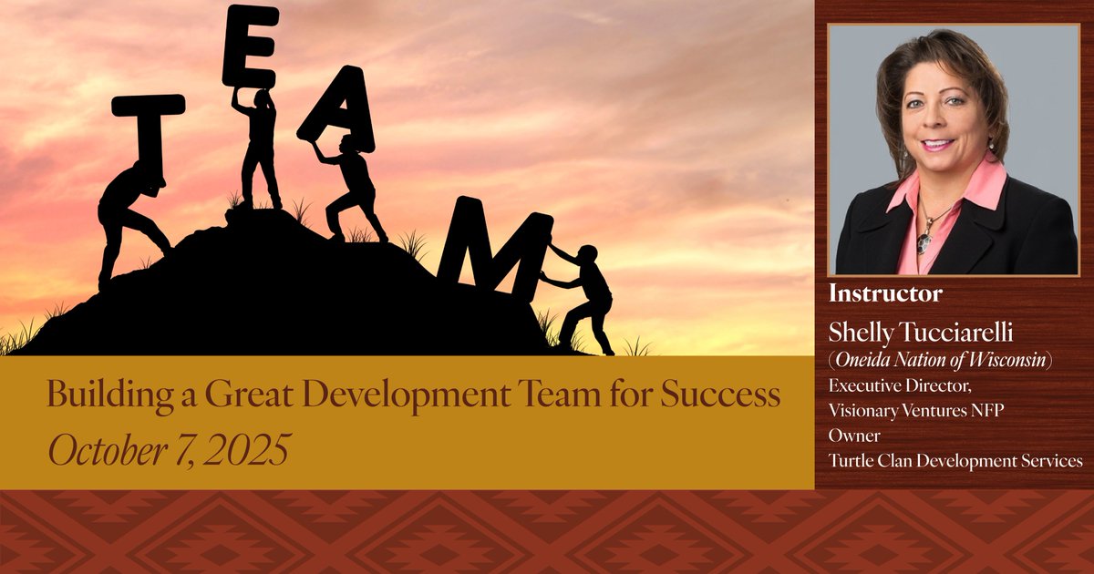 nativelearningc's tweet image. Webinar: Building a Great Development Team for Success

Date: October 7, 2025
Time: 2:00 – 3:30 pm EST

Register Here: ticketbud.com/events/3dc5d3e…

#TribalHousing #AffordableHousing #NativeLeadership #NLC #NativeLearningCenter