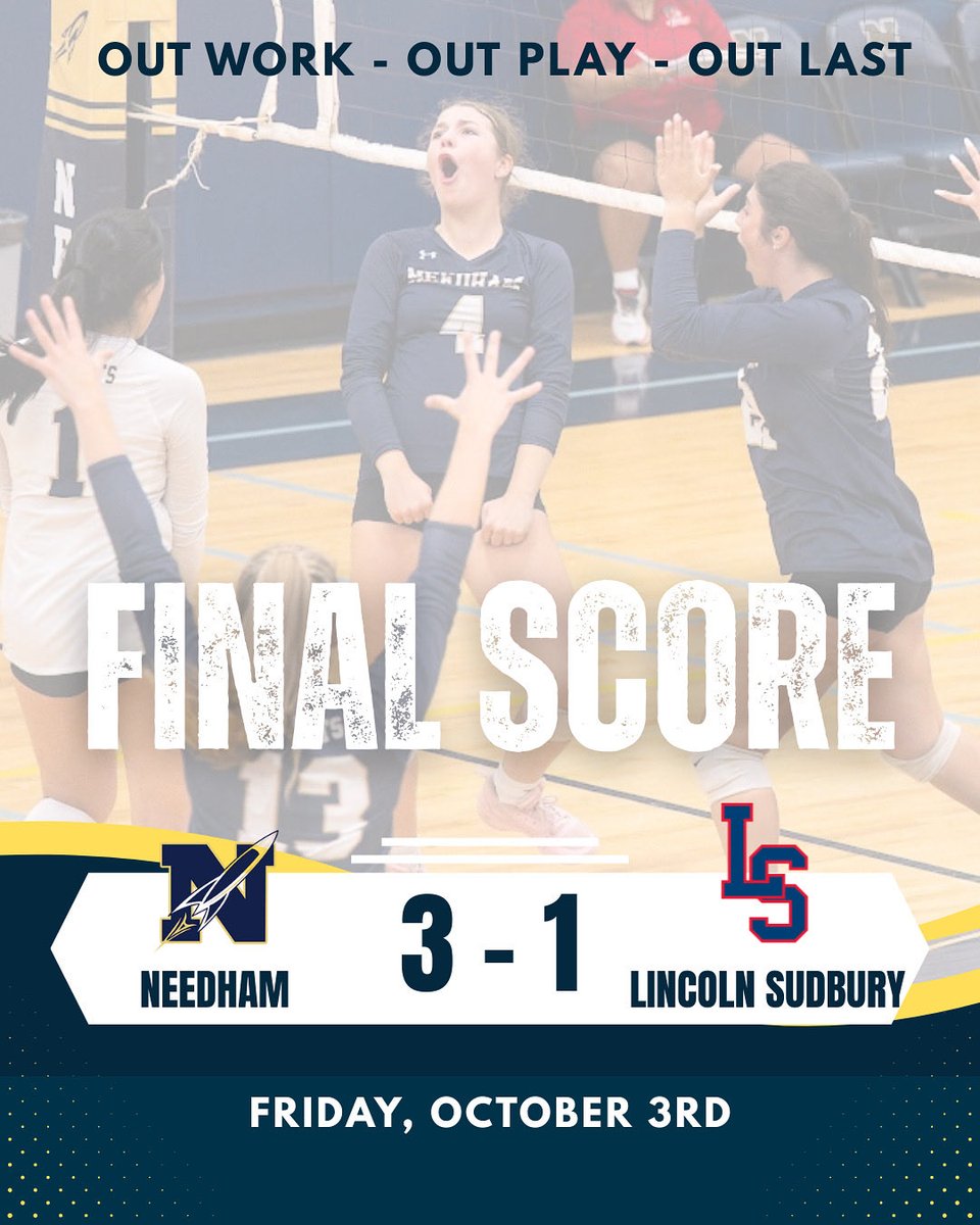 Big program sweep tonight! Varsity wins 3-1, JV 2-0, and Freshmen 2-0. Let’s go Needham! Sweeeeep!