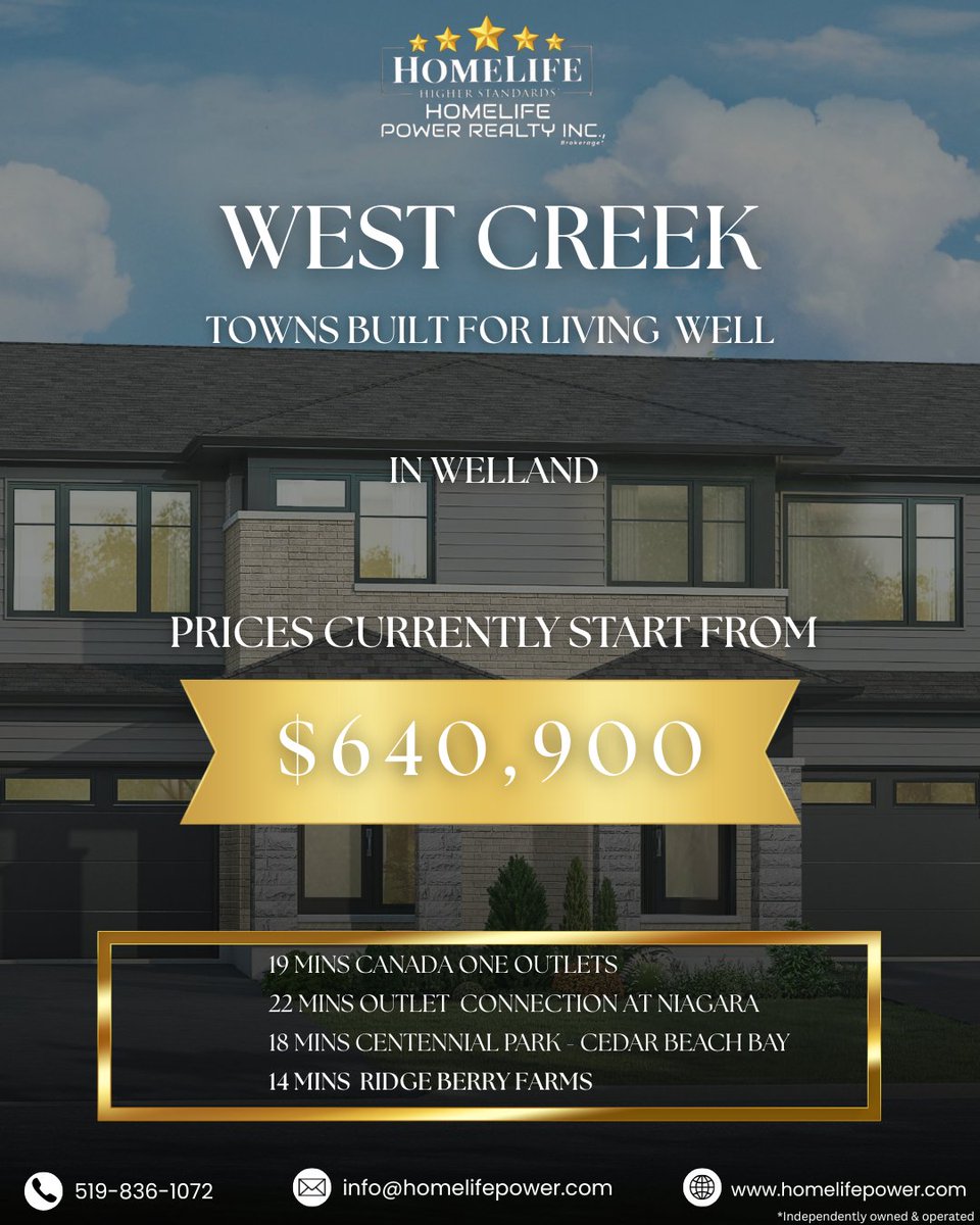 HomeLifePower's tweet photo. ✨🏡 Welcome to West Creek Towns in Welland! Modern townhomes  Starting from the $640s.

DM us for exclusive early access and be among the first to explore these stunning homes!
🌐 https://t.co/9F85OGJ1tj
📞 519-836-1072 | 519-885-8810
📧 info@homelifepower.com https://t.co/viV3JqYQlE