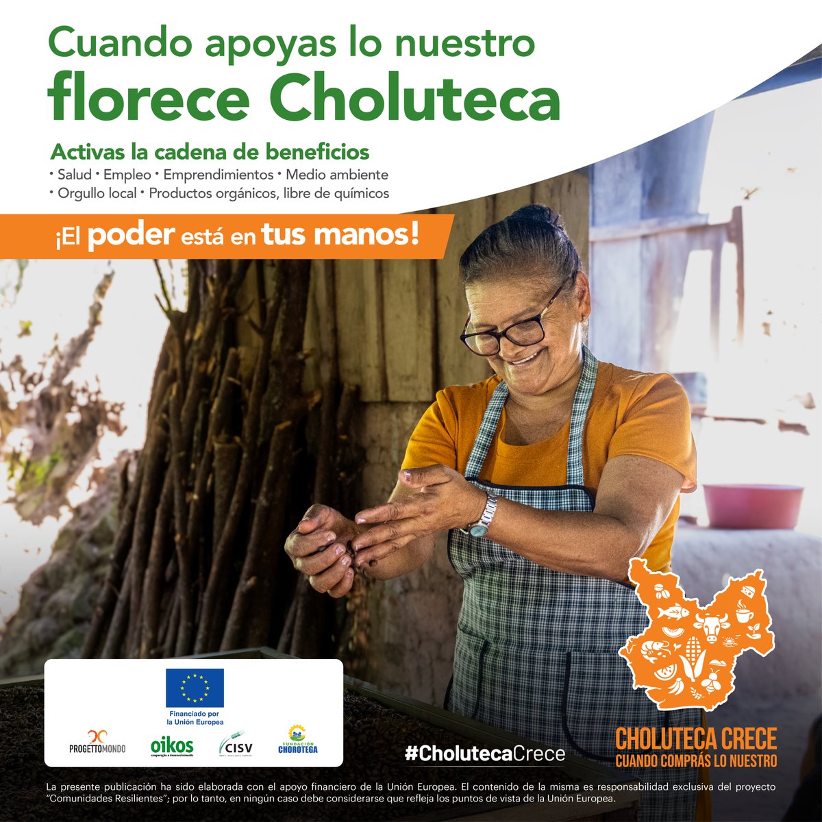Cada compra local genera más empleo y oportunidades. Campaña realizada en el marco del proyecto Comunidades Resilientes, financiado por la <a href="/UEenHonduras/">Unión Europea en Honduras</a> #CholutecaCrece #Honduras