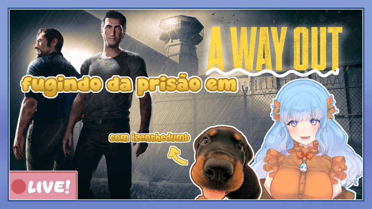 Boa noite, estrelas!
Hoje às 19:00 teremos live de "A way out" com <a href="/izenthedumb/">izen</a>.
Fila de espera já aberta no youtube!

Links!
❥ twitch: twitch.tv/pokkiopoyo 
❥Youtube: youtube.com/@Aquelapokkio 
❥Kick: kick.com/pokkiopoyo

✨ Vejo vocês em breve! ✨