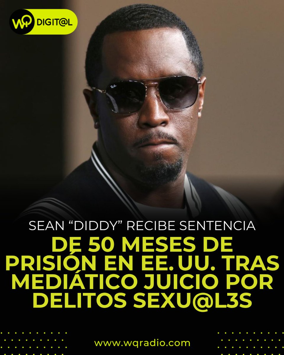 🎤⚖️ Diddy, el icónico rapero y productor, fue sentenciado a 50 meses de prisión en Estados Unidos tras un mediático juicio de ocho semanas por delitos relacionados con prostitución y abuso de drogas.

💬 Durante la audiencia, Sean Combs pidió clemencia y reconoció sus errores: