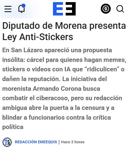 🤡📌 <a href="/PartidoMorenaMx/">Morena</a> presenta la “Ley anti-stickers”

Ahora resulta que hacer un meme, un sticker o un video con IA que ridiculice a un político… ¡podría mandarte a la cárcel! 🚔📲

La 4T no aguanta los memes… pero sí aguanta la corrupción, la violencia y la impunidad. 🙃