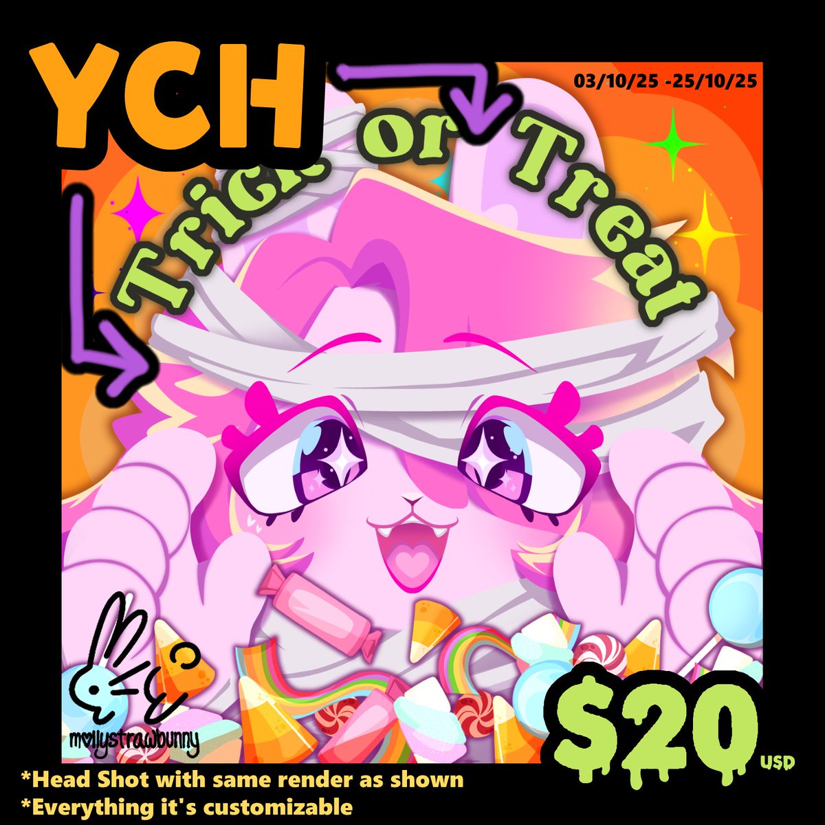 👻🎃Halloween YCH!🎃👻
✨Everything it's customizable, you can choose other costume, candies, and expression if you want ^^
✨Payment only through Paypal!

✨DM if you're interested!
#ychcommission #YCH #Halloween #ArtCommission