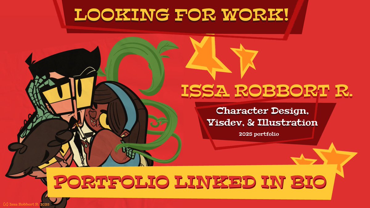 IssaRobbortR's tweet photo. Yo!! I’m open for work in the animation / art world rn! Feel free to share this around, I’m in the process of leaving my day job &amp; need to continue working. So please share, it would mean so much to me!! My portfolio is in my bio https://t.co/h0H7vIs1pl https://t.co/tkV6p3wx3d
