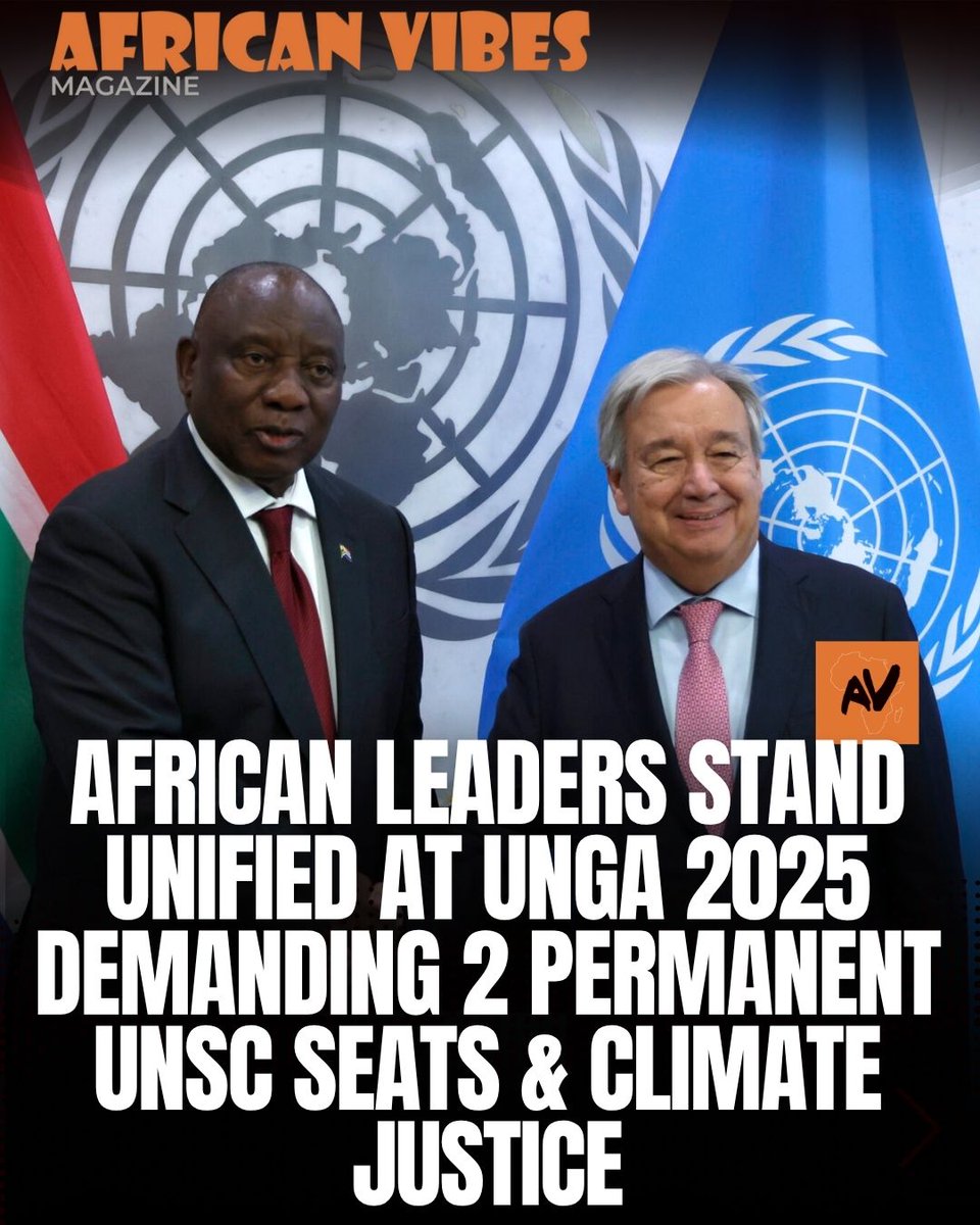 africanvibes's tweet image. At UNGA 2025, Africa’s leaders spoke with one voice: permanent seats at the UN Security Council and climate justice are not requests—they are rights.
💬 What does Africa demand mean for the future of the UN?
#AfricaAtUNGA #UNSCReform #AfricaUnited #GlobalJustice #ClimateJustice