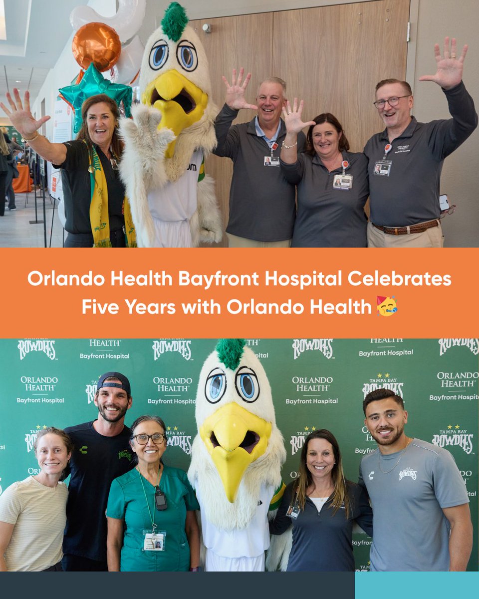 Today we celebrated our five-year anniversary since officially joining <a href="/orlandohealth/">Orlando Health</a> 🎉

Over the past five years, the hospital has seen facility upgrades, quality improvements and national recognitions. 🧡 

#OrlandoHealthBayfront | <a href="/TampaBayRowdies/">Tampa Bay Rowdies</a>