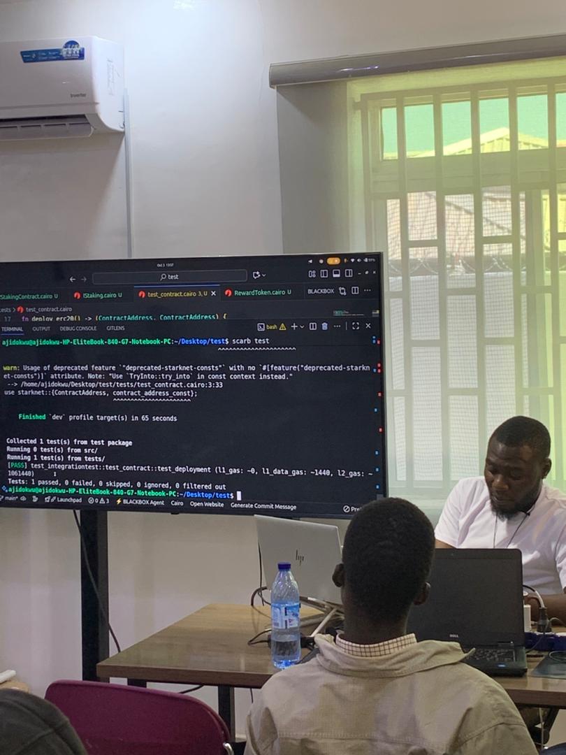 Ajisabo2's tweet image. Had an awesome time running an epic hands-on session at the @Blockheaderweb3 Cairo Bootcamp 5.0!  at the @the_buidl 

We dove deep into:
Unit Testing
Integration Testing
Mocking
And of course, Snforge cheat codes for that ultimate Starknet testing edge! 
Who’s ready to…