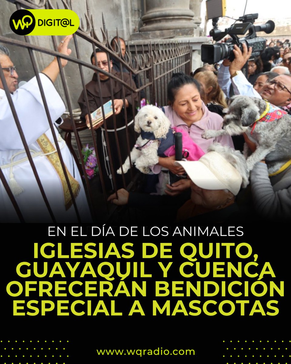 🐾✨ ¡Celebra el Día de los Animales con tus mascotas! Este 4 de octubre, iglesias en Quito, Guayaquil y Cuenca ofrecerán bendiciones especiales para perros, gatos y otros peluditos.

🙏 La tradición, inspirada en San Francisco de Asís, busca reconocer a los animales como seres