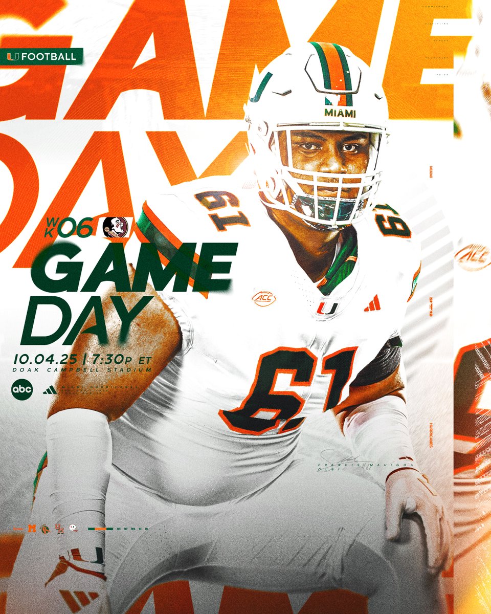 IT'S GAME DAY! 🙌

🆚: Florida State
⏰: 7:30 PM ET
📍: Doak Campbell Stadium
📺: ABC
📻: <a href="/1043wqam/">104.3 WQAM</a>