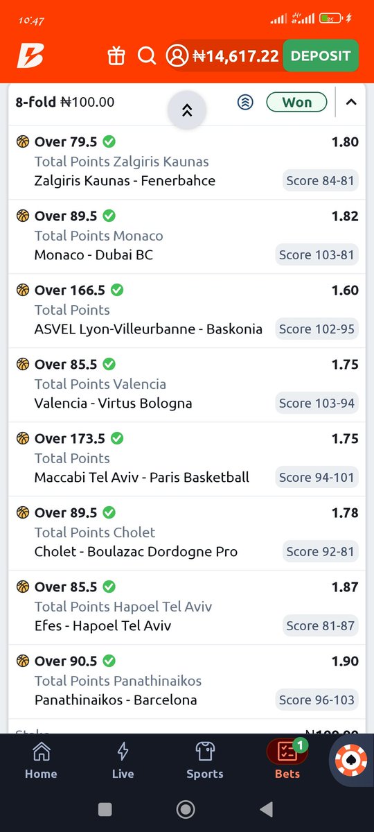 springforthtex's tweet image. Won my first BB 100 plus odds of the season. Wish I staked more though