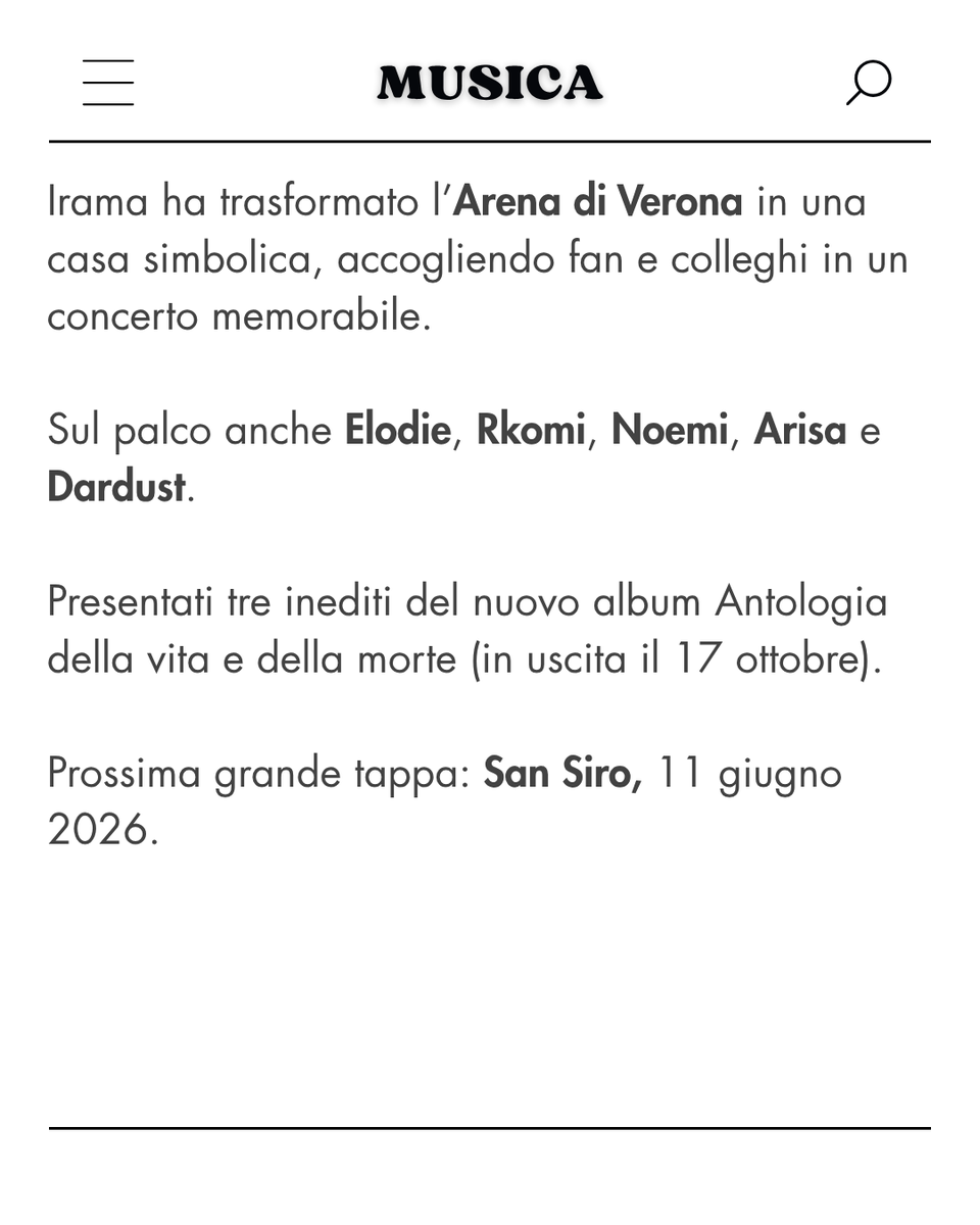 RTZ_Radio's tweet photo. Irama ha trasformato l’Arena di Verona nella sua casa, tra ospiti, sorprese e anteprime del nuovo album.
Appuntamento già fissato: 11 giugno 2026, San Siro.

#Irama #Milan https://t.co/vcClIb5w6Z