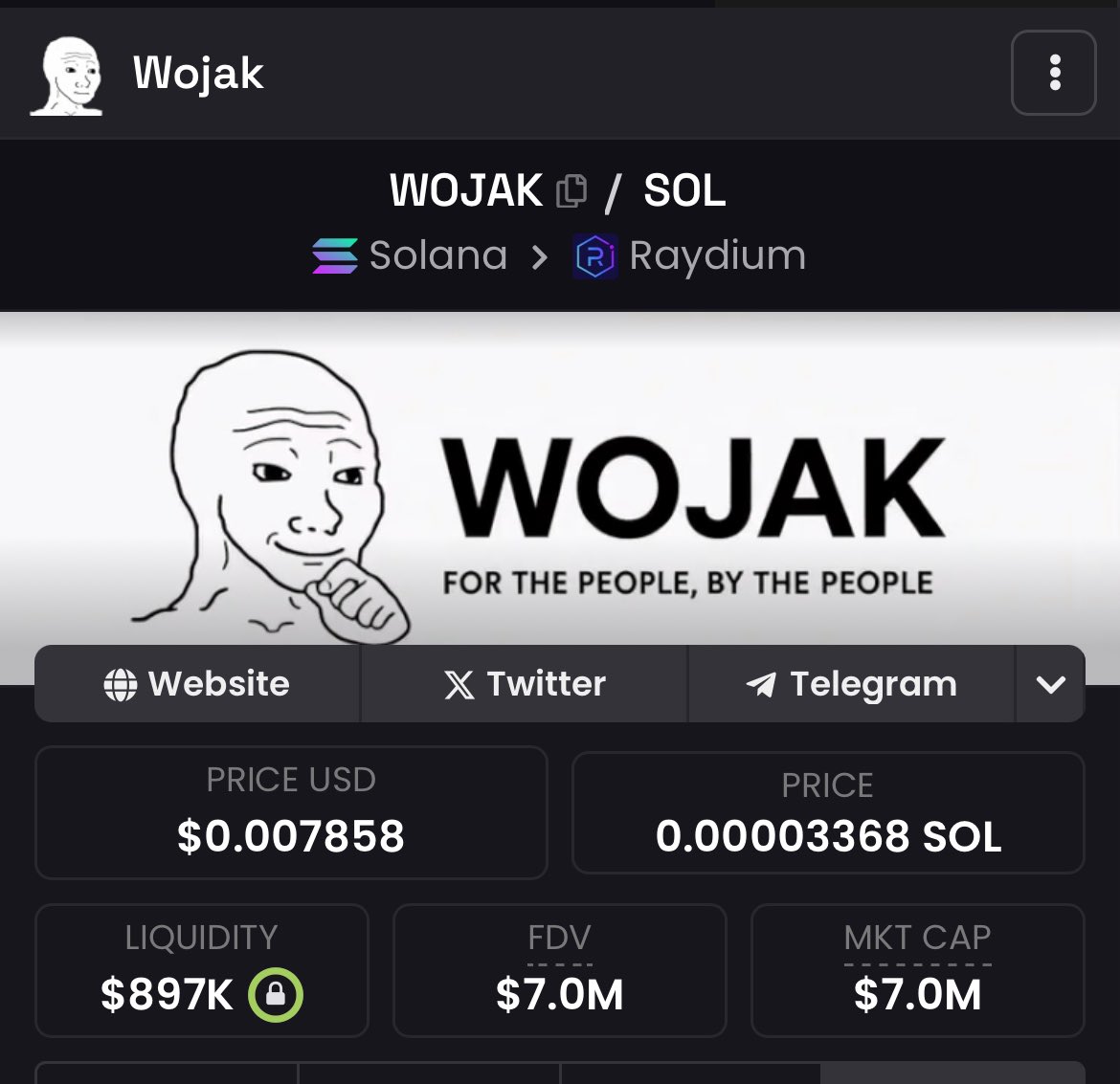Wojakillions 

I swear this thing is going to be the biggest meme coin on the planet

You don’t have much time to get a solid chunk of it 

Position accordingly 

$wojak is a top 5 meme and will be a top 5 memecoin