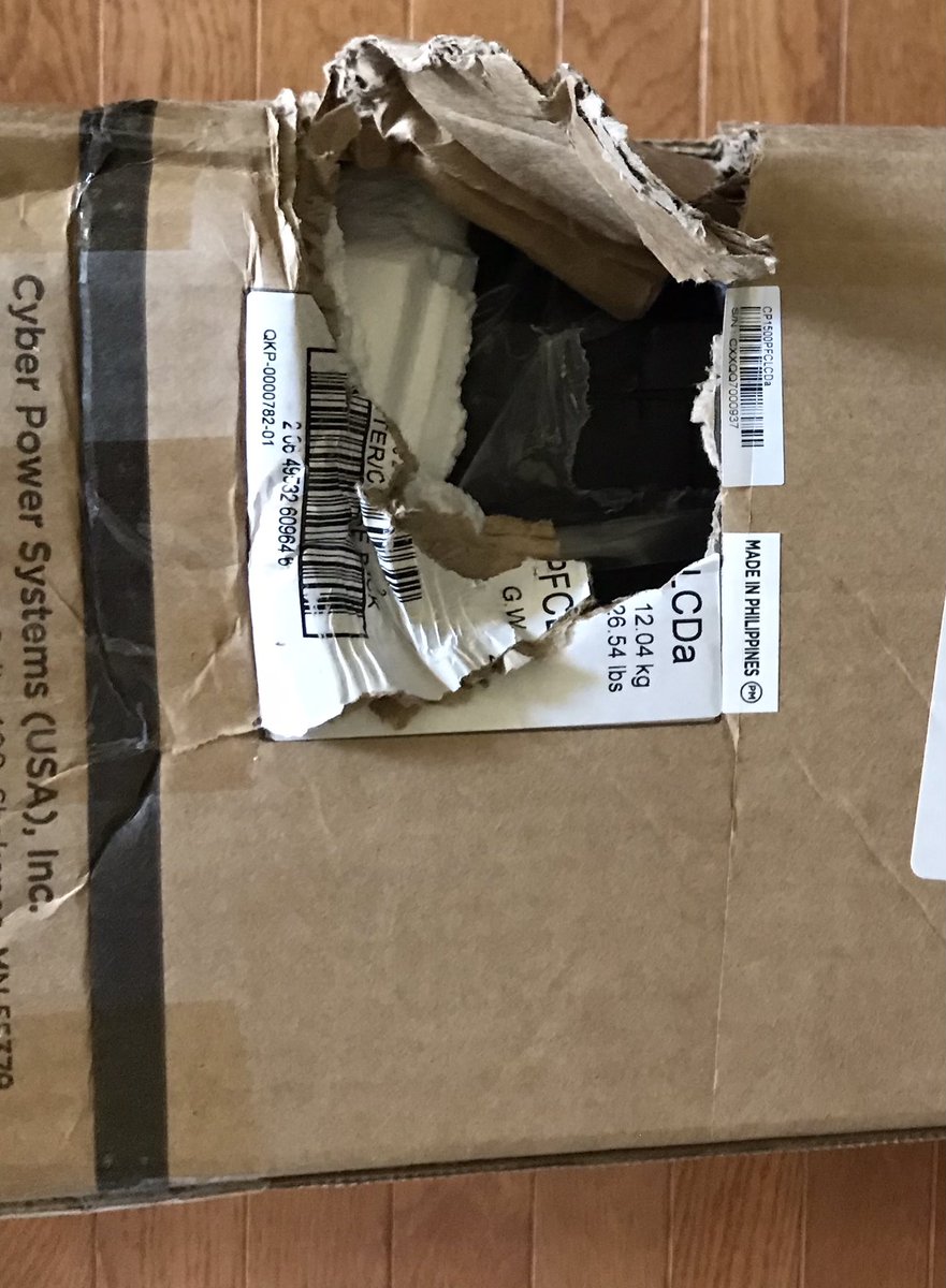 IamSurveillance's tweet photo. @amazon #amazon Please train your employees to take better care, especially of sensitive items, like this @CyberPowerInfo #UPS  CP1500PFCLCD !  It should not have even left your facility after being damaged. To think I would not file a return as soon as I saw it, is #ridiculous https://t.co/01KE6jhj5C