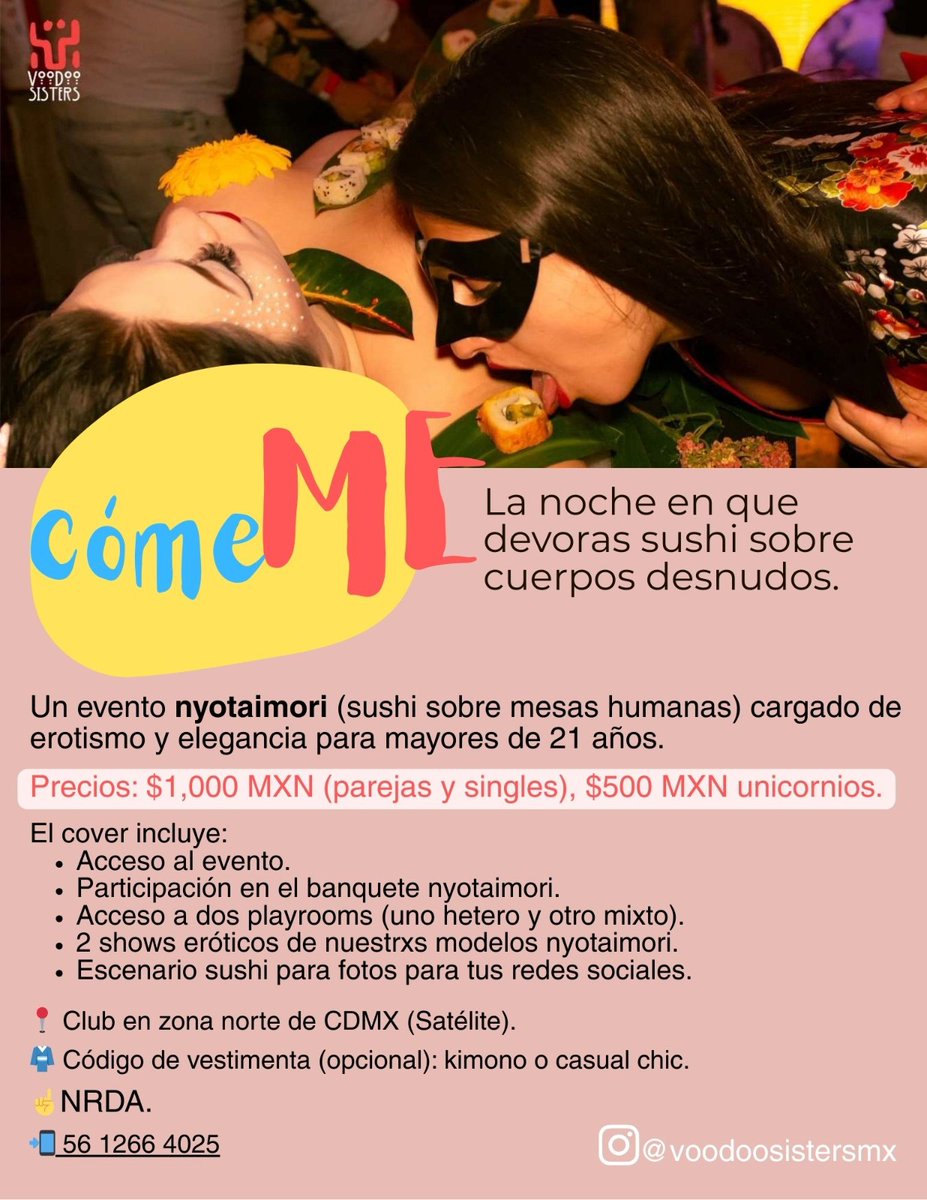 #CómeME 🍣🥢

Cada experiencia es ÚNICA 
11OCT25 10PM 📍 <a href="/Purpura_Oficial/">PÚRPURA OFICIAL ♀️♂️💜</a> 

Mo: Kraken - <a href="/xemechabx/">Eme Chab</a>