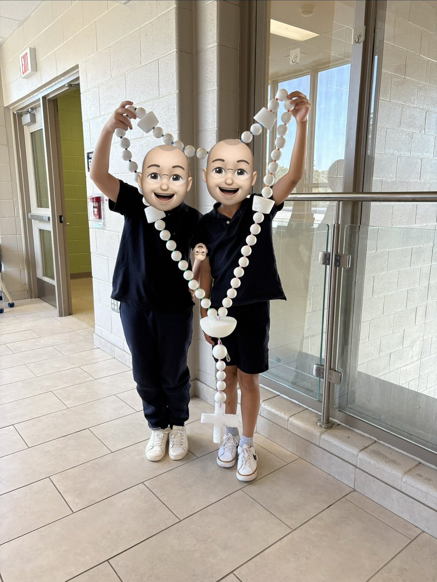 Two students made this glorious rosary from styrofoam balls left over from storage. The Lord always provides!