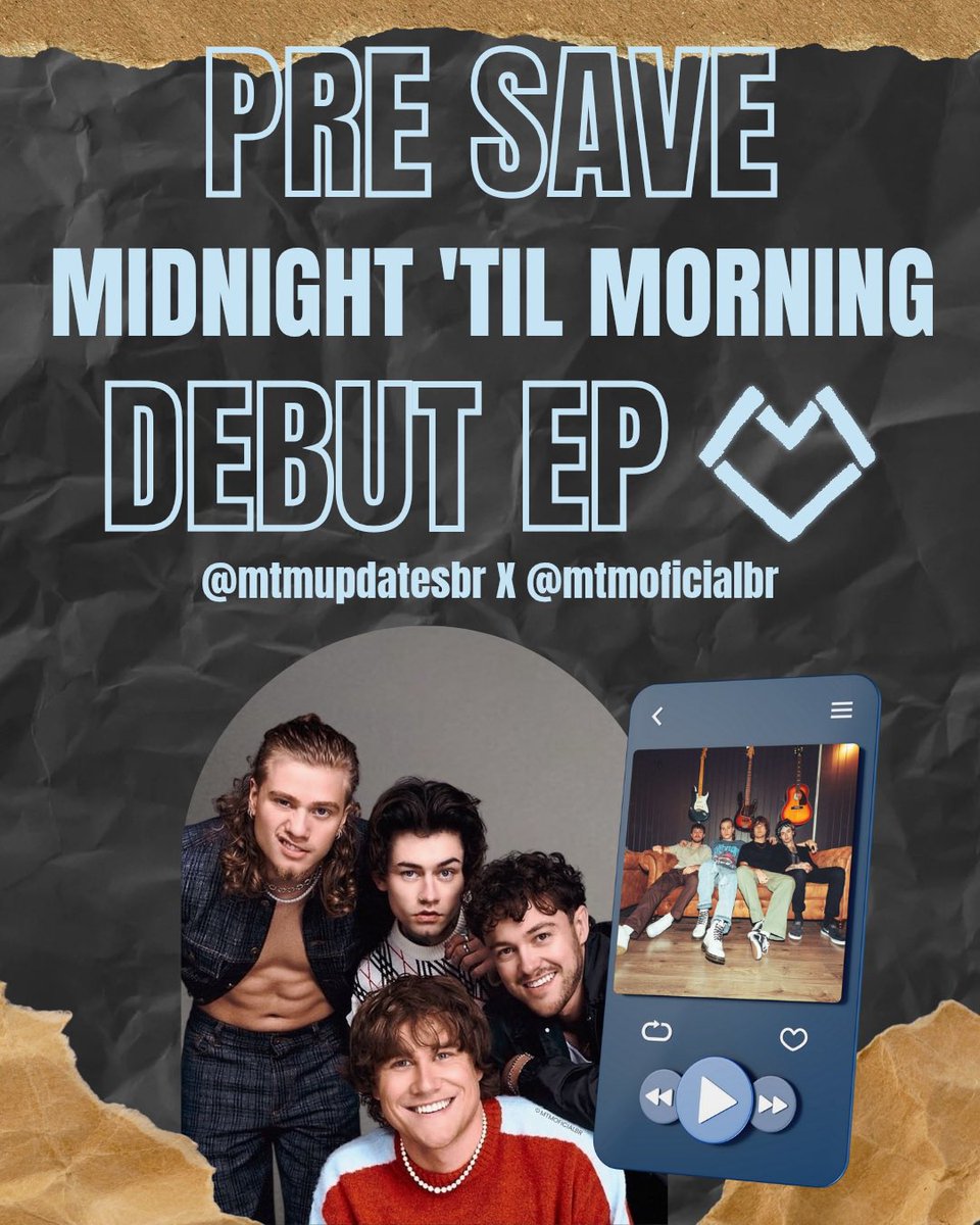 O EP de estreia da @midnighttilmorning chega na próxima quarta-feira, 08/10, em todas as plataformas digitais! ❤️‍🔥

Faça o pré-save e siga <a href="/mtmupdatesbr/">MTM UPDATES BR</a> e <a href="/mtmoficialbr/">MTM Oficial Brasil 🇧🇷</a> para ficar por dentro de todas as novidades da boyband.

🔗 Link do pré-save: drop.cobrand.com/d/MidnightTilM…