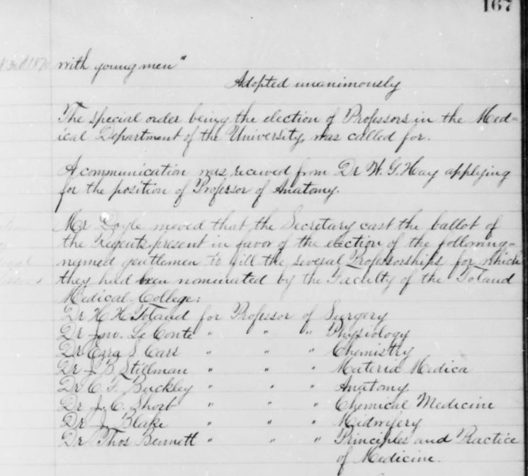 CalBearsHistory's tweet photo. On October 3, 1870, the Regents of the University of California unanimously adopted this resolution: "Resolved, that young ladies be admitted into the University on equal terms in all respects with young men." Below: the meeting minutes. https://t.co/vadef4klgC