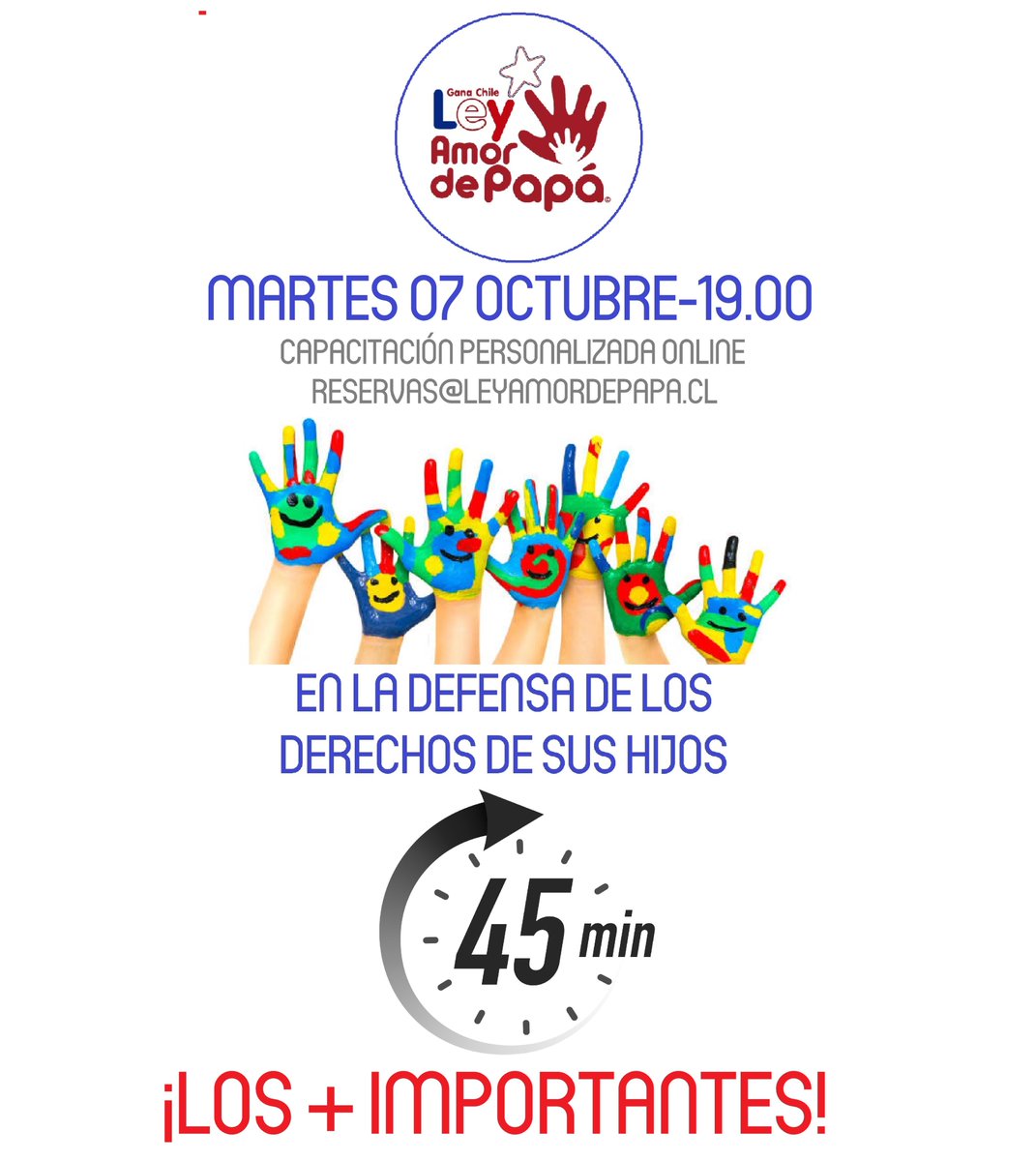 LeyAmordePapa's tweet image. ¡VAMOS CON TODO!

  Le invitamos a invertir LOS 45 MINUTOS MÁS IMPORTANTES de su tiempo en la mejor ASESORÍA, ORIENTACIÓN y CAPACITACIÓN ONLINE vía ZOOM para resolver su caso con nuestra #LEYAMORDEPAPÁ

   Escríbanos a reservas@leyamordepapa.cl