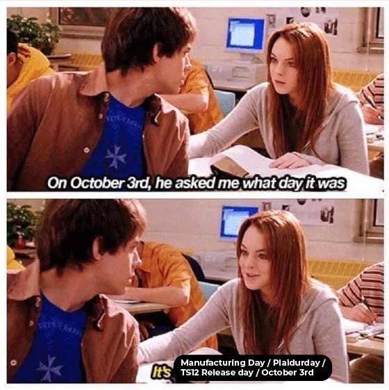 October 3rd sure is a busy holiday. Happiest of Plaidurdays from our crew to yours! #TS12 #Plaidurday #ManufacturingDay #October3rd