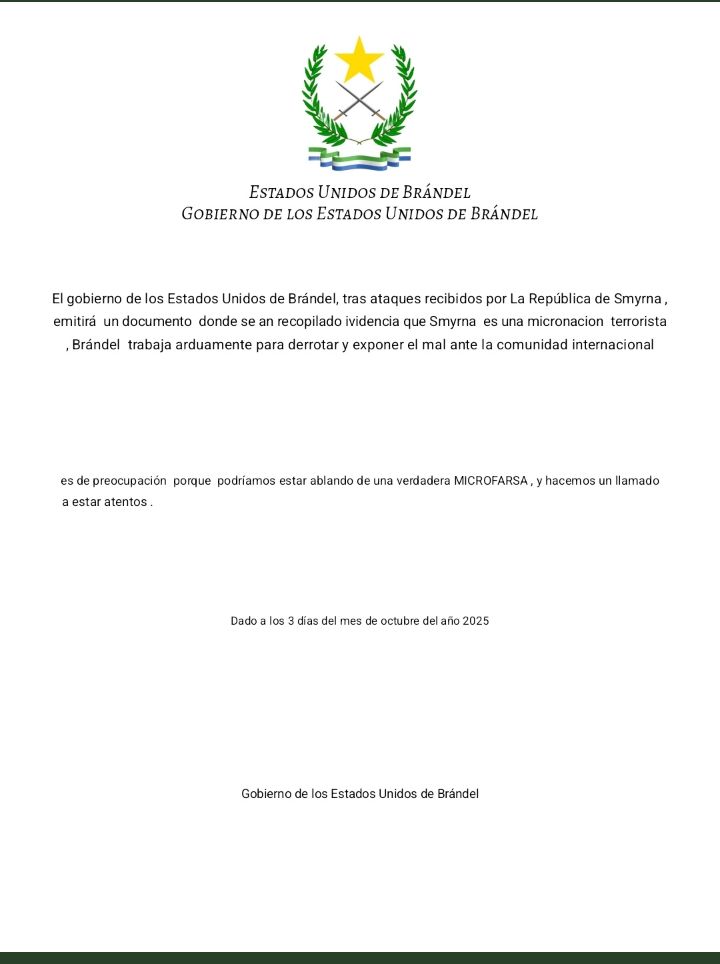 The Free State of Tulipan shares this document given by the United States of Brandel