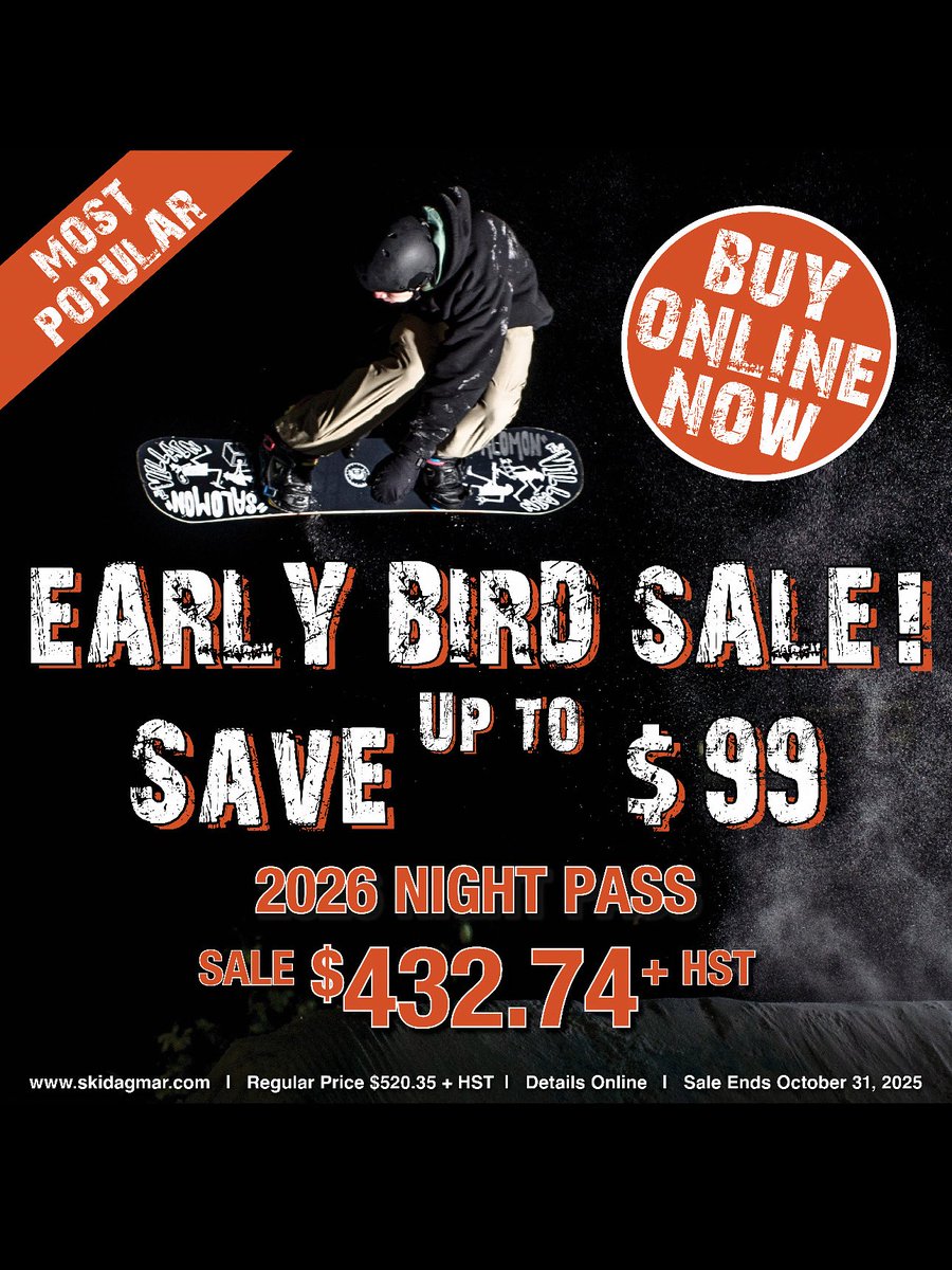 Night Pass “Voted most POPULAR” 
Early Bird Special. Click the link to learn more
skidagmar.com/product/night-…

#skidagmar #durhamtourism #uxbridgetourism #visitydh #thingstodotoronto