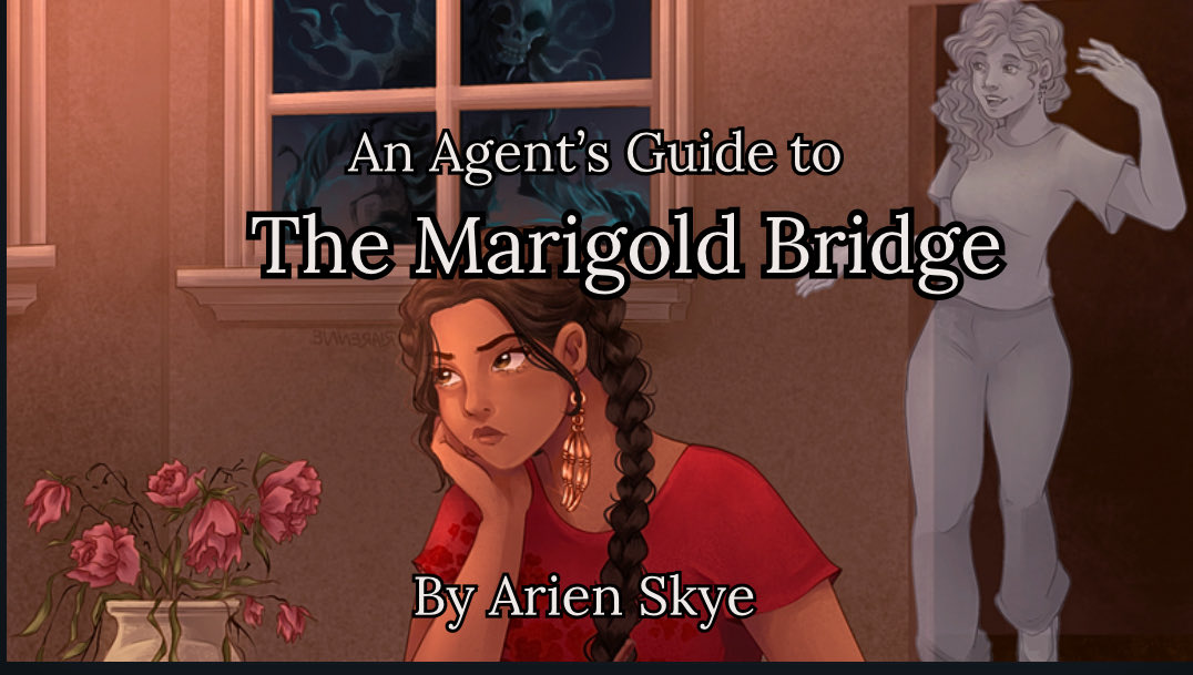 ArienSkyeWrites's tweet image. An agent’s guide to The Marigold Bridge 
💀 stolen inheritance  
💀found family
💀mystery
💀magic, tradition, and essential oils
#IndiePit #SSP #NA #MR