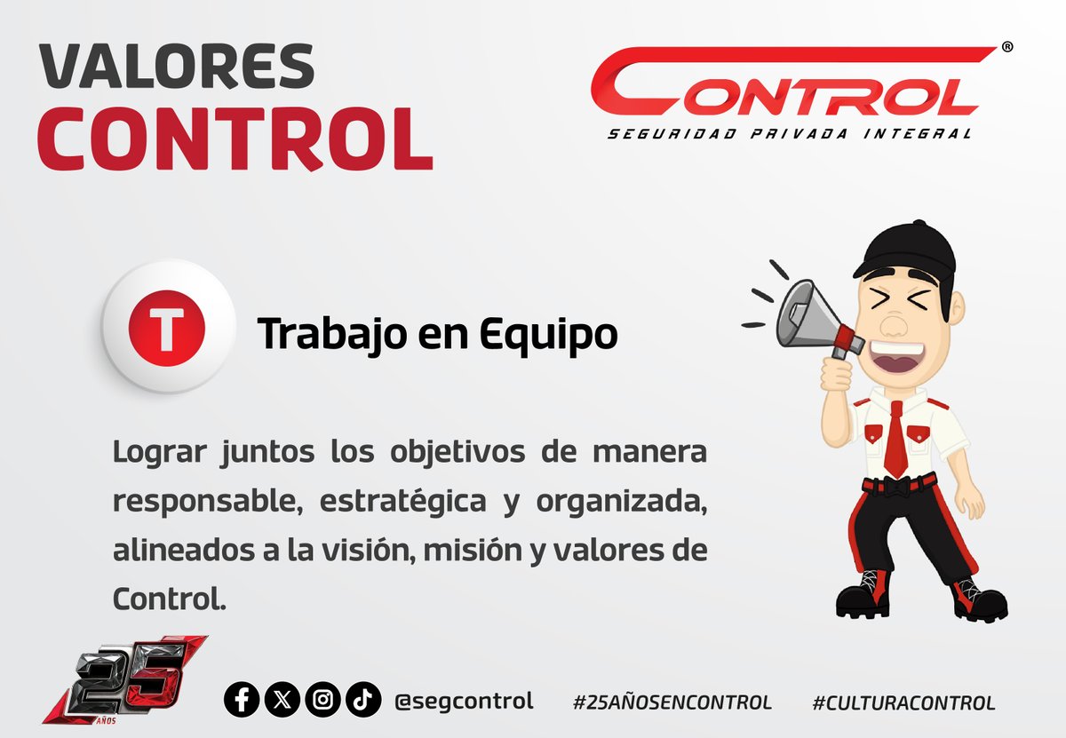 segcontrol's tweet image. 👉 En Control sabemos que un guardia solo es fuerte, pero en equipo somos invencibles.
El verdadero valor está en apoyarnos, confiar y avanzar juntos. Porque cuando trabajamos unidos, aseguramos el éxito de todos. 💙🛡️

#TrabajoEnEquipo #ConTodoControl #25añosencontrol