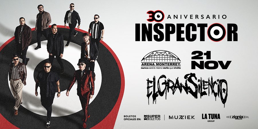 🎉🔥 ¡La fiesta ska más grande está por llegar a Monterrey! 🔥🎉

<a href="/Inspectorska/">Inspector</a> celebra sus 30 años de trayectoria en la #ArenaMonterrey 🤩 y para hacerlo aún más épico… ¡los acompaña El Gran Silencio! 🎶✨

📅 21 de noviembre
📍 #ArenaMonterrey

🎟️ 👉ow.ly/4fWZ50X6utq