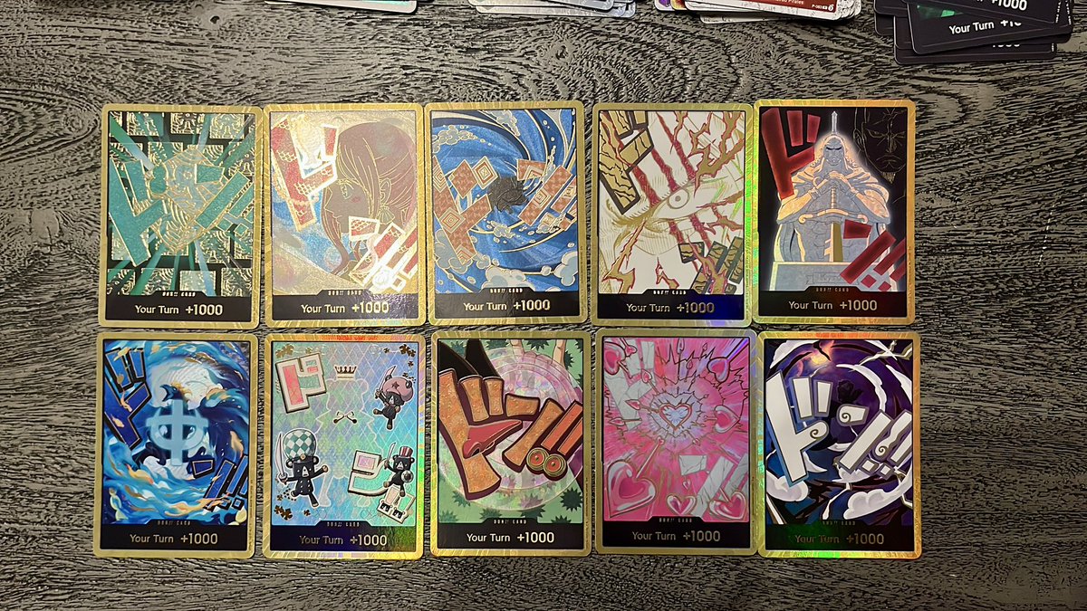 addi_medo's tweet photo. I JUST PULLED THE GODPACK!🚨
10x GOLD DON!! in ONE booster!🤯🔥
From PRB-02 The Best - I can‘t believe it..😭🍀
#OnePieceTCG history right here!
-
-
-
#OnePieceTCG #OPTCG #GodPack #TradingCards #OnePiece #TCG #PullOfTheDay #OPTCGCommunity #PRB02 
@ONEPIECE_tcg_EN 
@AtrociousJake https://t.co/duaJ3eEJNl