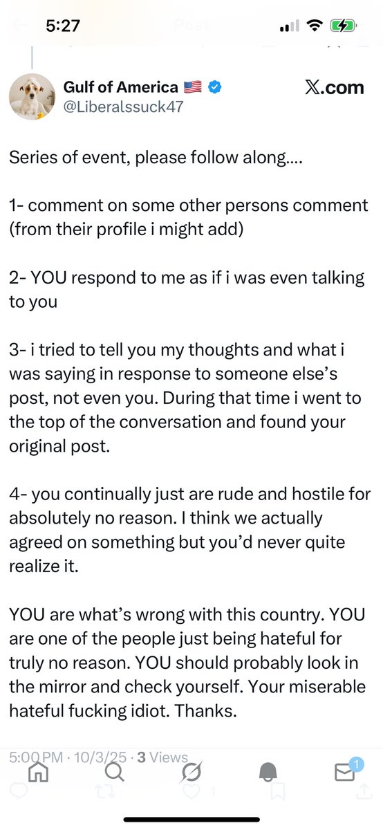 Attempts to tell me what my original post meant, admits he never actually read my original post, claims I am what is wrong with this country and then blocks me. 🙄🙄

I don’t think I’m the problem.😐