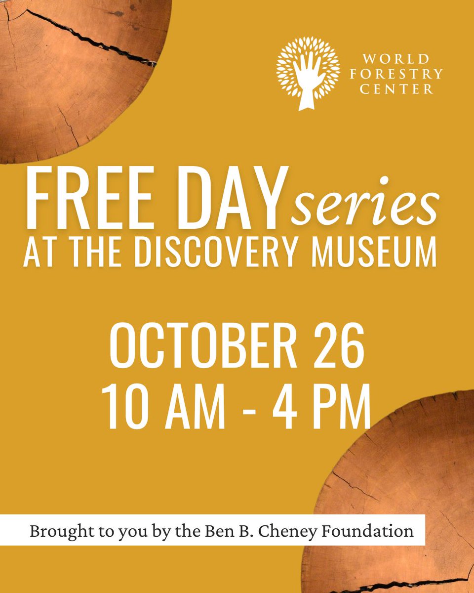 The Free Day Series at the Discovery Museum is brought to you by the Ben B. Cheney Foundation. Please join us for the next free day on October 26th! 
The museum will be open 10-4. 

#DiscoveryMuseum #WorldForestryCenter