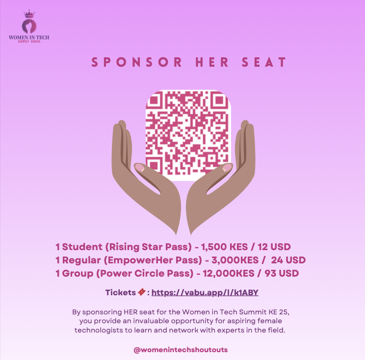 💜 Sponsor Her Seat – Empower the Next Generation of Women in Tech! 💜. Not every student can afford a ticket to the #WomenInTechSummitKenya25, but you can change that.

If you are a student who needs support, please add a comment for visibility.🎉 .

🎟️ : vabu.app/l/k1ABY