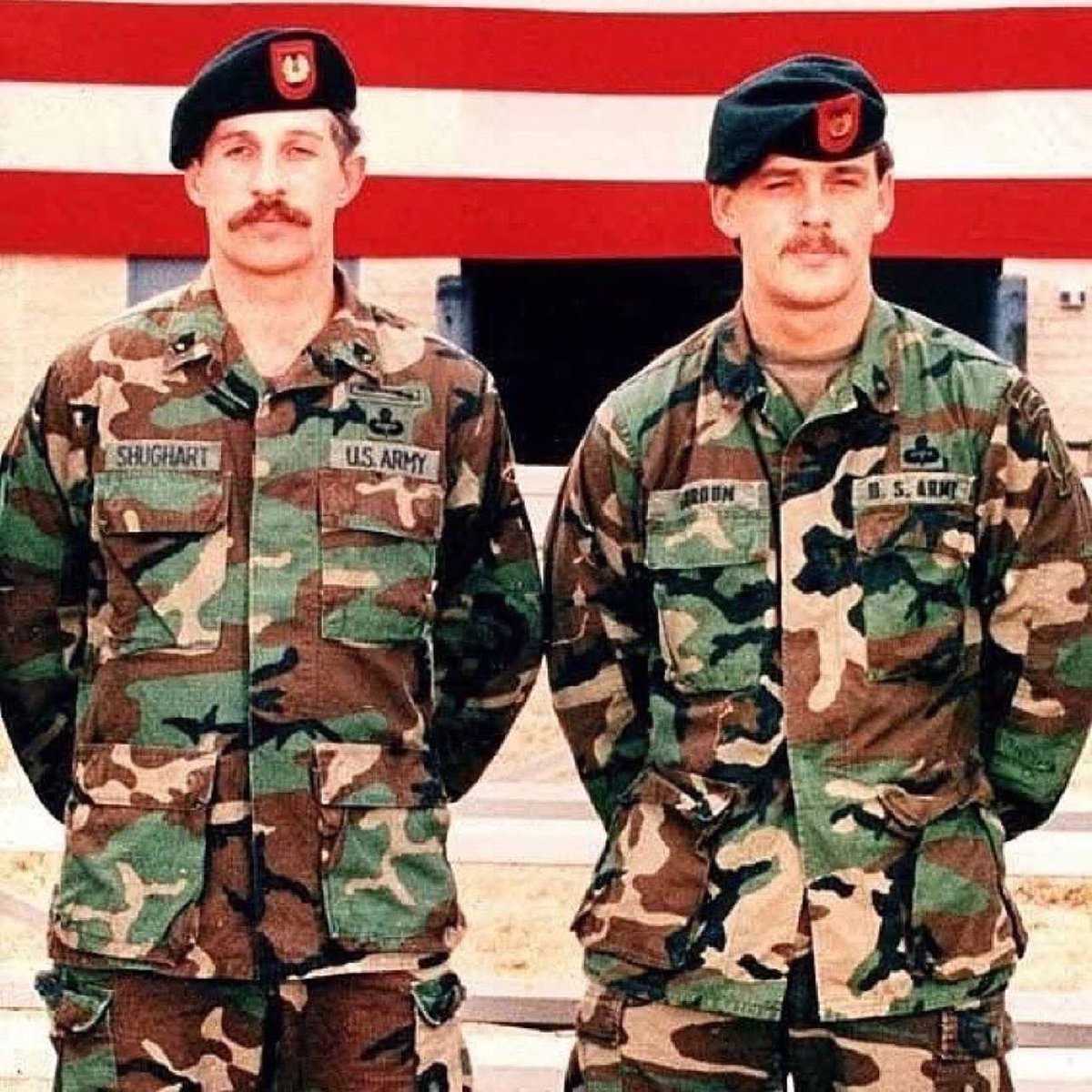 UpGoons's tweet photo. Remembering Master Sergeant Gary Gordon and Sergeant First Class Randy Shughart
-
October 3rd, 1993, Mogadishu, Somalia 
-
After Super 6-4 went down, MSG Gary Gordon and SFC Randy Shughart, who were providing sniper support from overhead, requested to be inserted to assist the crew. Being denied twice, they were given permission after the third request. They knew full well what they were asking to do as the mob closed in on the crash site. They went in anyway.
-
They defended the crew until they were overwhelmed by shear numbers and ultimately killed. For their incredible heroism and sacrifice, both were awarded Medals of Honor. 

The citations are too long to post on here, but part of MSG Gordon’s reads:
⠀⠀⠀⠀⠀⠀⠀⠀⠀⠀⠀
“...After his third request to be inserted, Master Sergeant Gordon received permission to perform his volunteer mission... Equipped with only his sniper rifle and a pistol, Master Sergeant Gordon and his fellow sniper fought their way through a dense maze of shanties and shacks to reach the critically injured crew members. Master Sergeant Gordon immediately pulled the pilot and the other crew members from the aircraft, establishing a perimeter which placed him and his fellow sniper in the most vulnerable position. Master Sergeant Gordon used his rifle and side arm to kill an undetermined number of attackers until he depleted his ammunition. He then went back to the wreckage, recovering some of the crew’s weapons and ammunition. Despite the fact that he was critically low on ammunition, he provided some of it to the dazed pilot and then radioed for help. After his team member was fatally wounded and his own rifle ammunition exhausted, Master Sergeant Gordon returned to the wreckage, recovering a rifle with the last five rounds of ammunition and gave it to the pilot with the words, “good luck.” Then, armed only with his pistol, Master Sergeant Gordon continued to fight until he was fatally wounded. His actions saved the pilot’s life.”