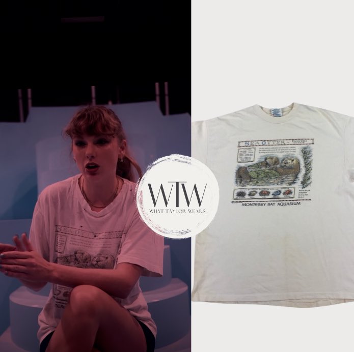 whattaylorwears's tweet image. Taylor Swift for The Official Release Party Of A Showgirl wearing the Vintage Sea Otters Monterey Bay Aquarium T-Shirt (sold out; $31)
Shirt Link: tinyurl.com/36u6n7hj