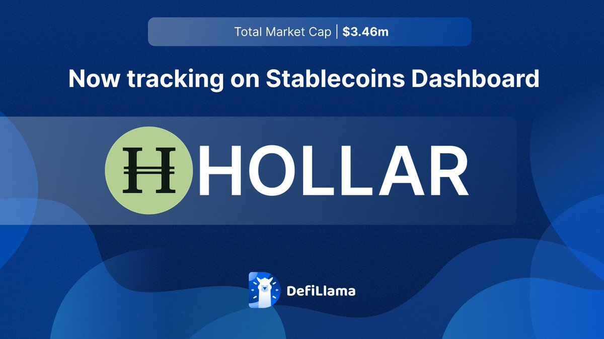 DefiLlama가 시가총액 $3.46 million인 HOLLAR stablecoin 추적을 발표